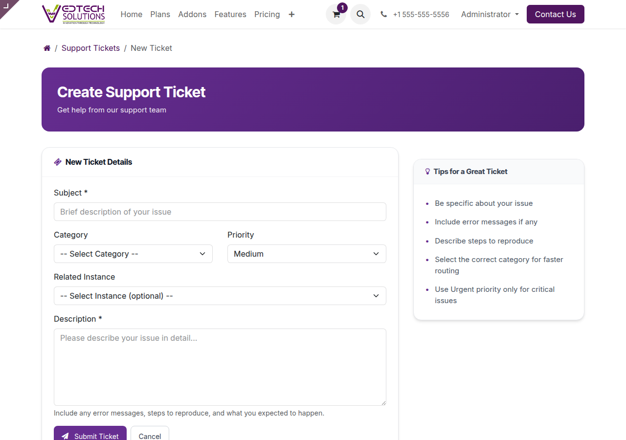 New Ticket Form